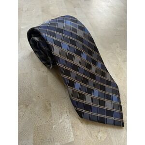 Calvin Klein Men's Silk Tie Blue Geometric NWT $62 Business Workwear Extra Long